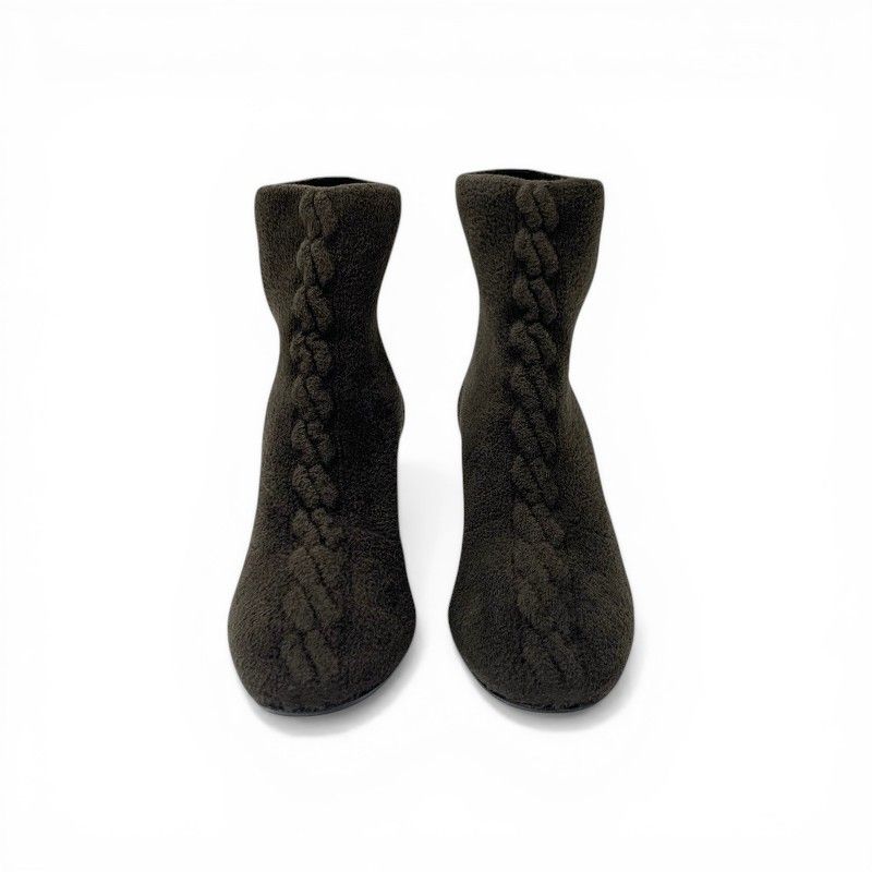 Hermes Jenna Boots Short Shoes Knit Schneer Khaki Black Exlibris — view 2