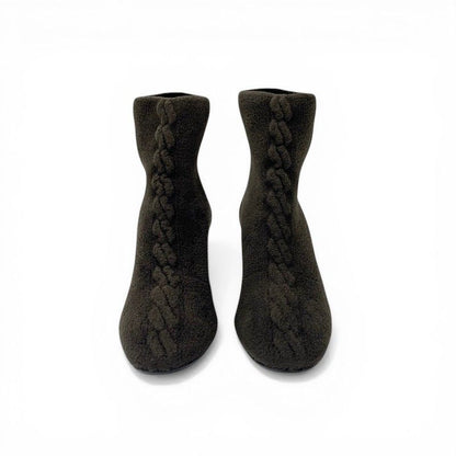 Hermes Jenna Boots Short Shoes Knit Schneer Khaki Black Exlibris — view 2