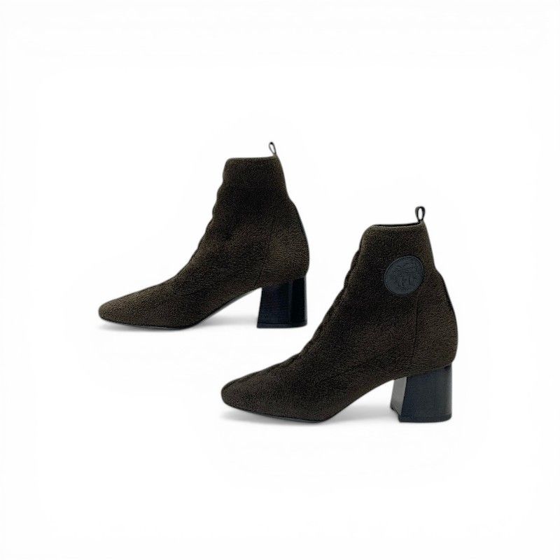 Hermes Jenna Boots Short Shoes Knit Schneer Khaki Black Exlibris — view 3