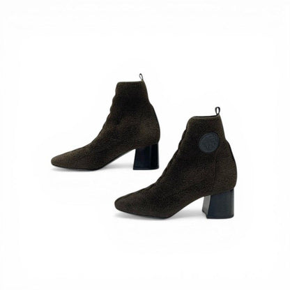 Hermes Jenna Boots Short Shoes Knit Schneer Khaki Black Exlibris — view 3