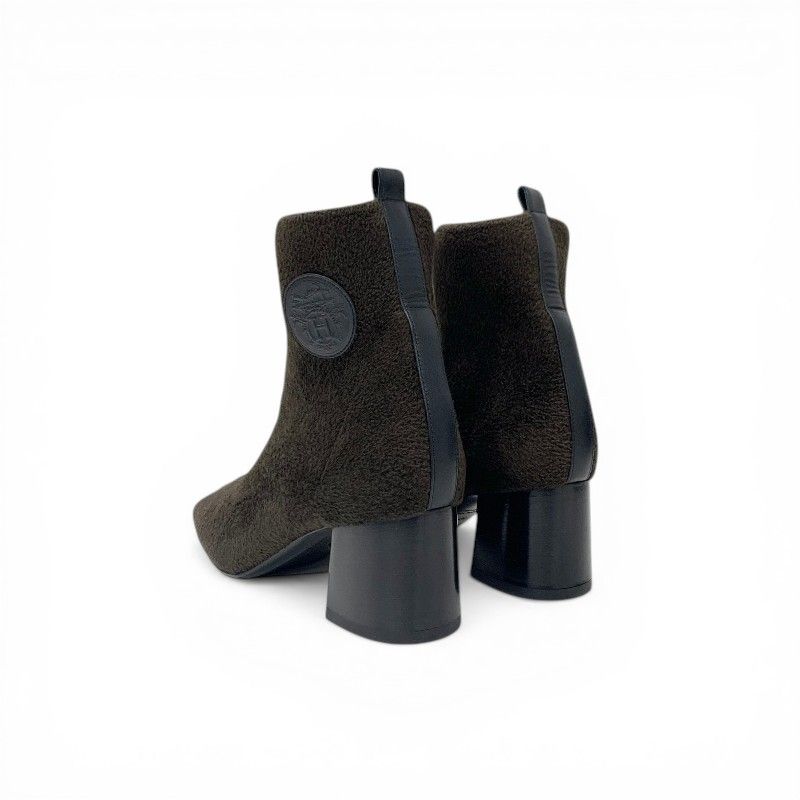 Hermes Jenna Boots Short Shoes Knit Schneer Khaki Black Exlibris — view 4