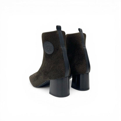 Hermes Jenna Boots Short Shoes Knit Schneer Khaki Black Exlibris — view 4