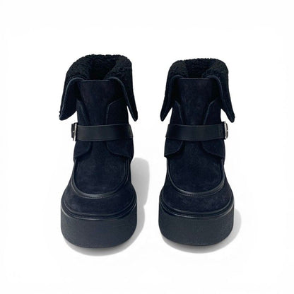 Hermes Boots Short Shoes Suede Leather Black Sheepskin — view 2