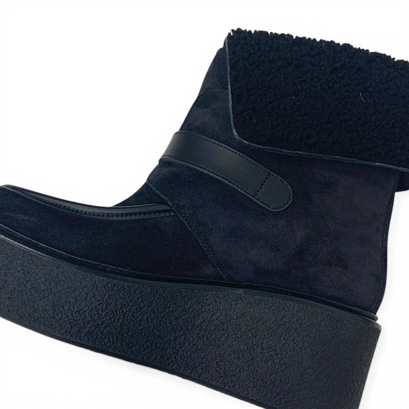 Hermes Boots Short Shoes Suede Leather Black Sheepskin — view 9