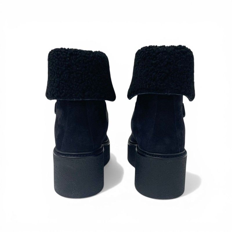 Hermes Boots Short Shoes Suede Leather Black Sheepskin — view 5