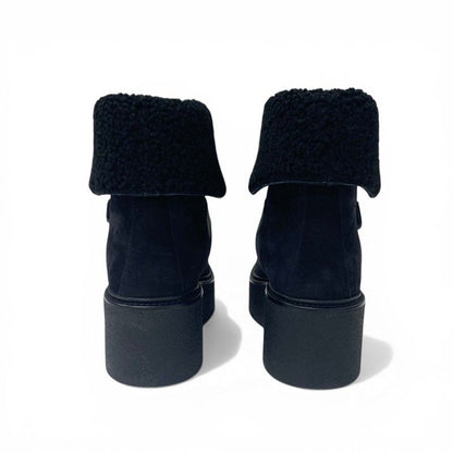 Hermes Boots Short Shoes Suede Leather Black Sheepskin — view 5
