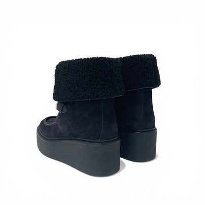Hermes Boots Short Shoes Suede Leather Black Sheepskin — view 4
