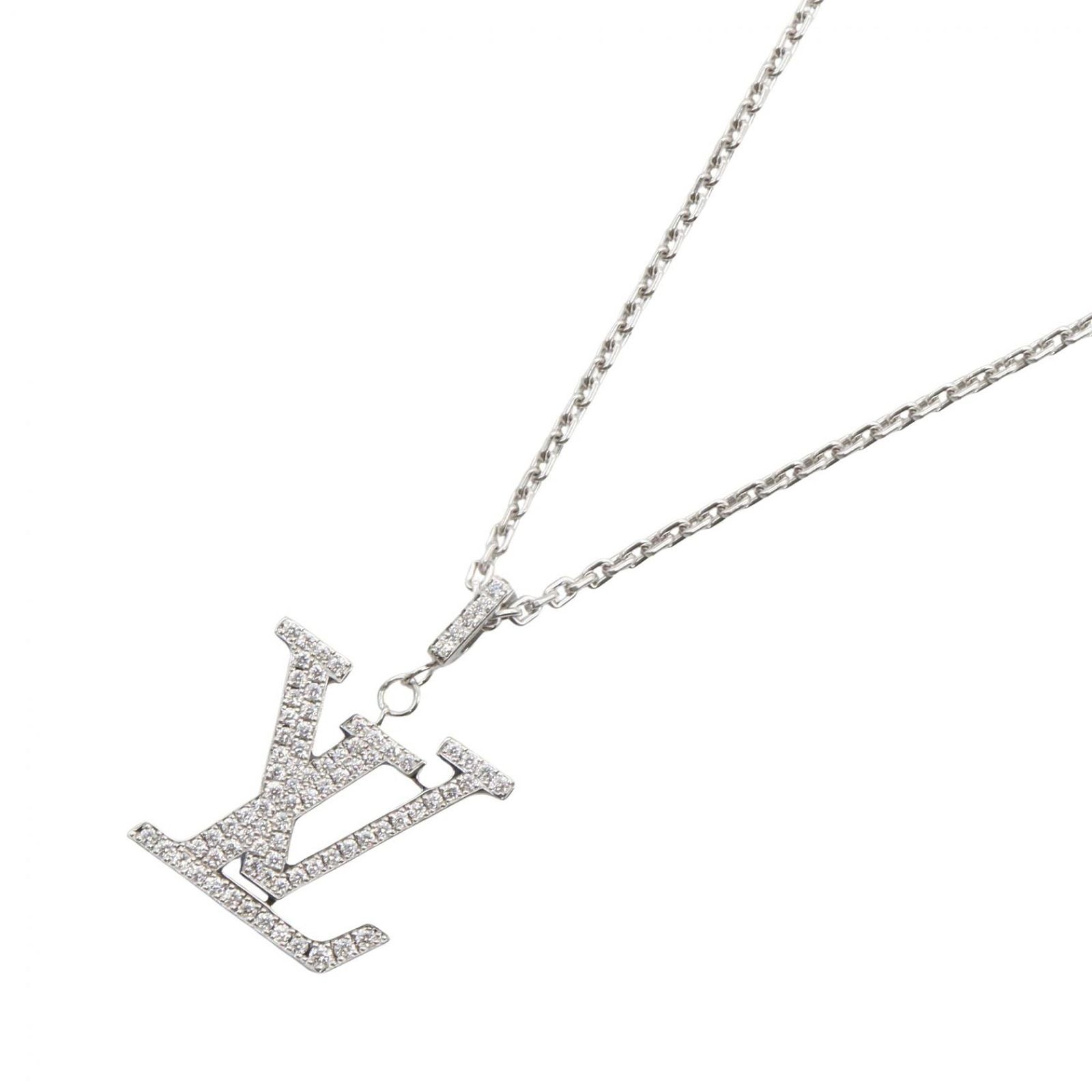 Louis Vuitton Necklace Pendentif Diamond 45 55 cm 18k White Gold