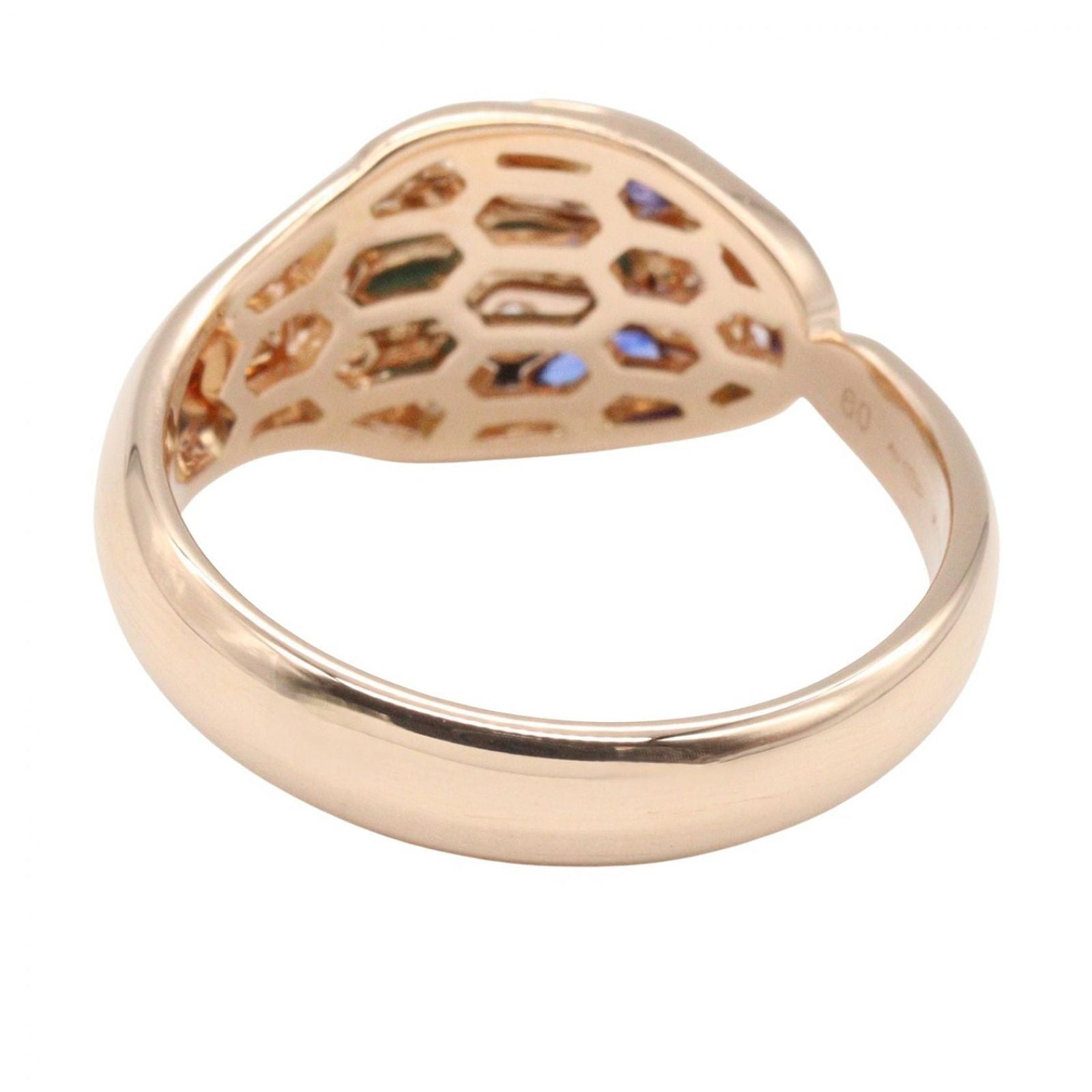 Bvlgari Ring Serpenti Saffiano Diamond Malachite 18k Pink Gold — view 3