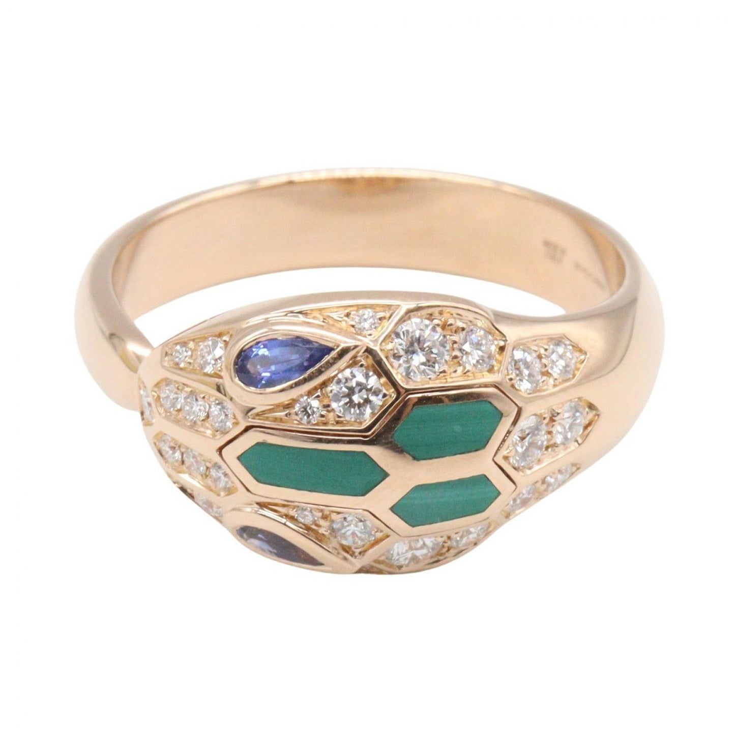 Bvlgari Ring Serpenti Saffiano Diamond Malachite 18k Pink Gold — view 2