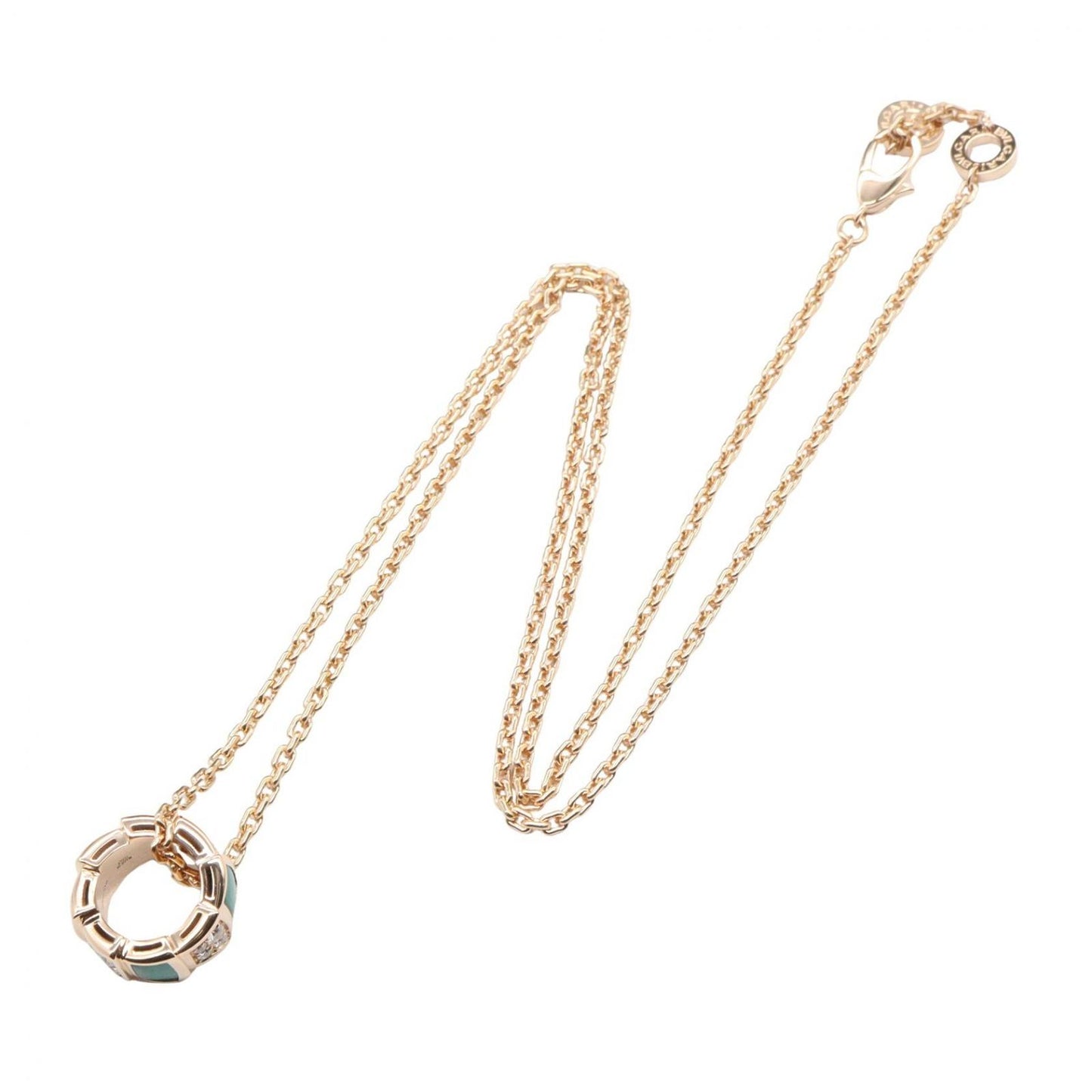 Bvlgari Necklace Serpenti Malachite Diamond 41 43.5 cm 18k Pink Gold — view 2