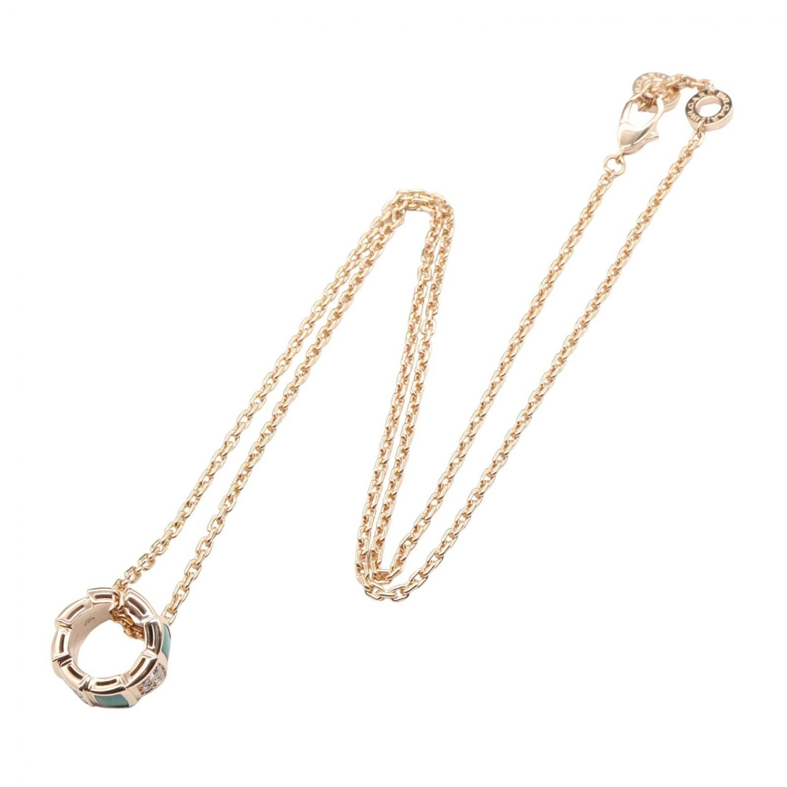 Bvlgari Necklace Serpenti Malachite Diamond 41 43.5 cm 18k Pink Gold — view 2