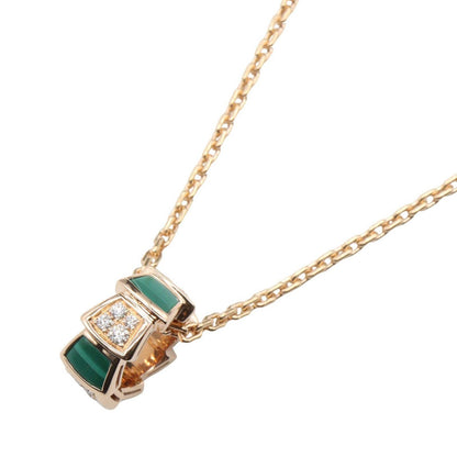 Bvlgari Necklace Serpenti Malachite Diamond 41 43.5 cm 18k Pink Gold