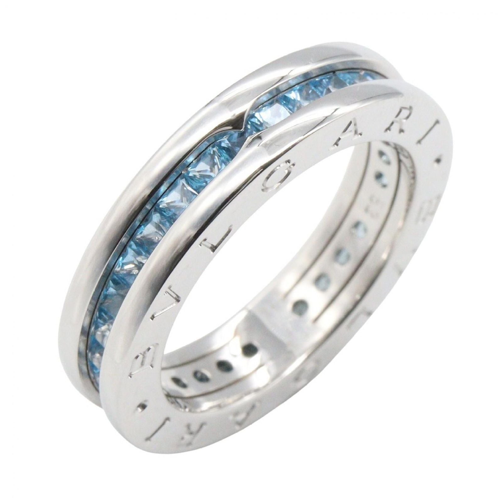 Bvlgari Ring B-zero One Blue Topaz Band 18k White Gold