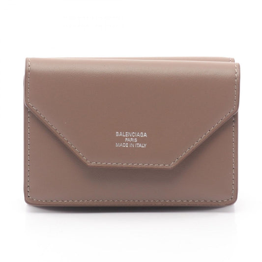 Balenciaga Trifold Wallet Envelope Mini Taupe Sesame Leather