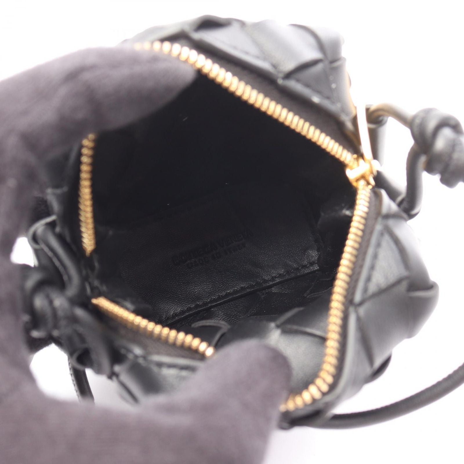 Bottega Veneta Shoulder Bag Intrecciato Micro Black Leather — view 3