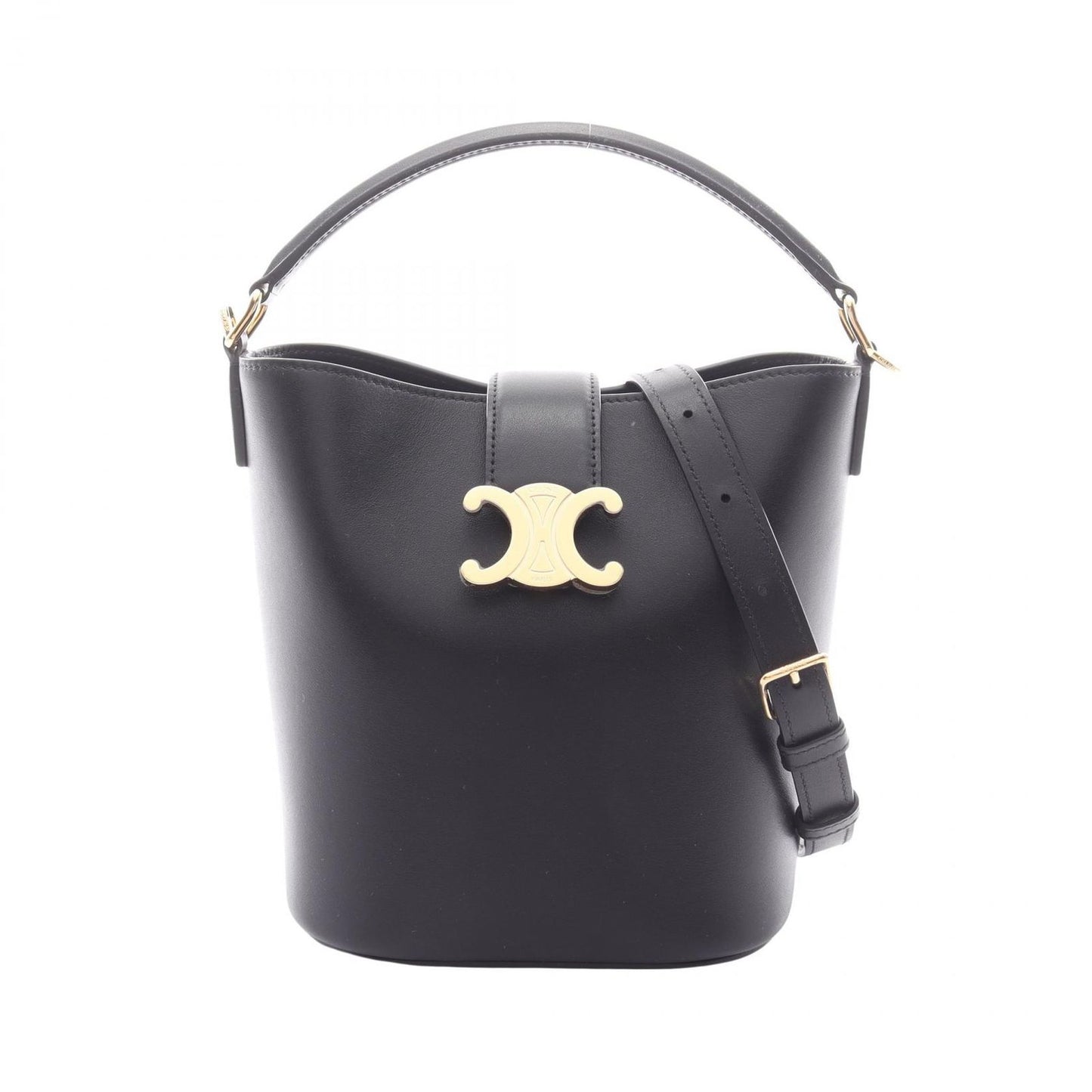 Celine Handbag Small Louis Bucket 2-Way Black Leather Small