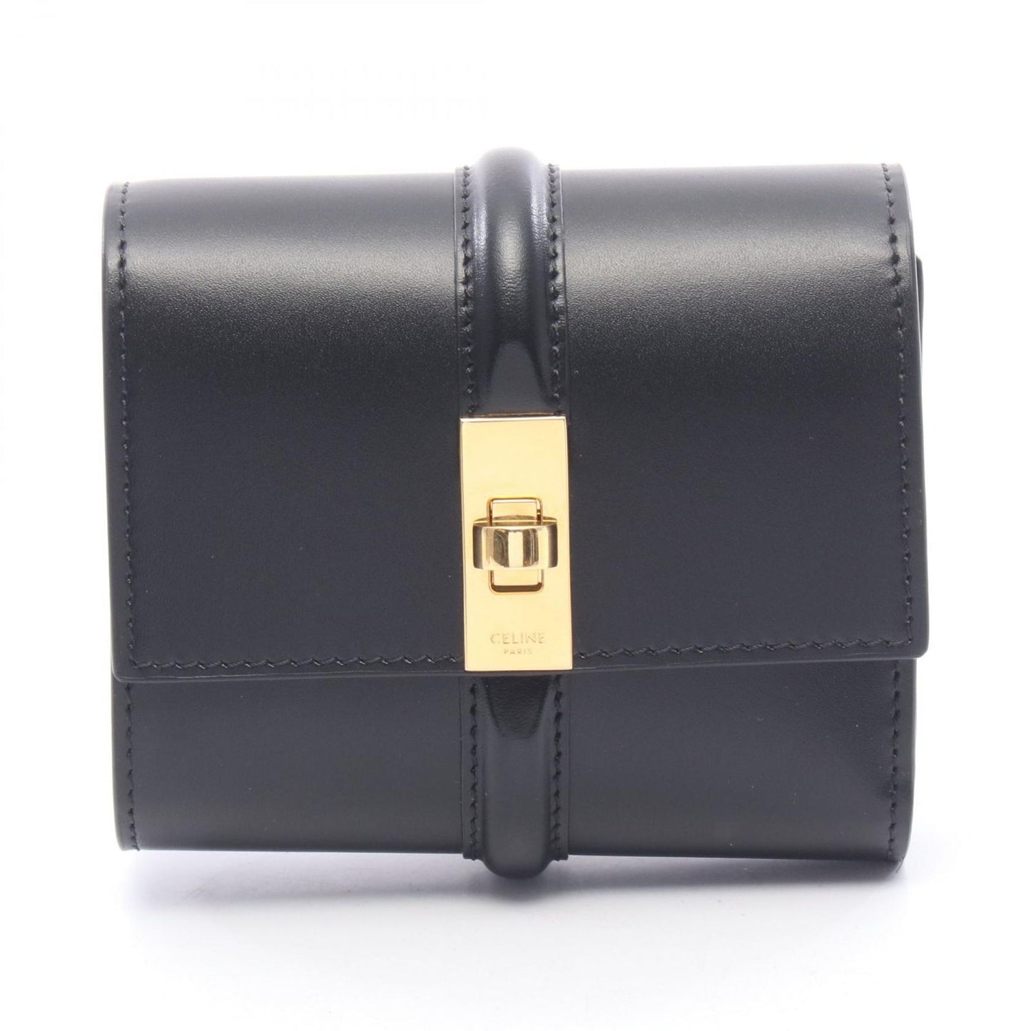 Celine Trifold Wallet Small 16 Seize Black Leather