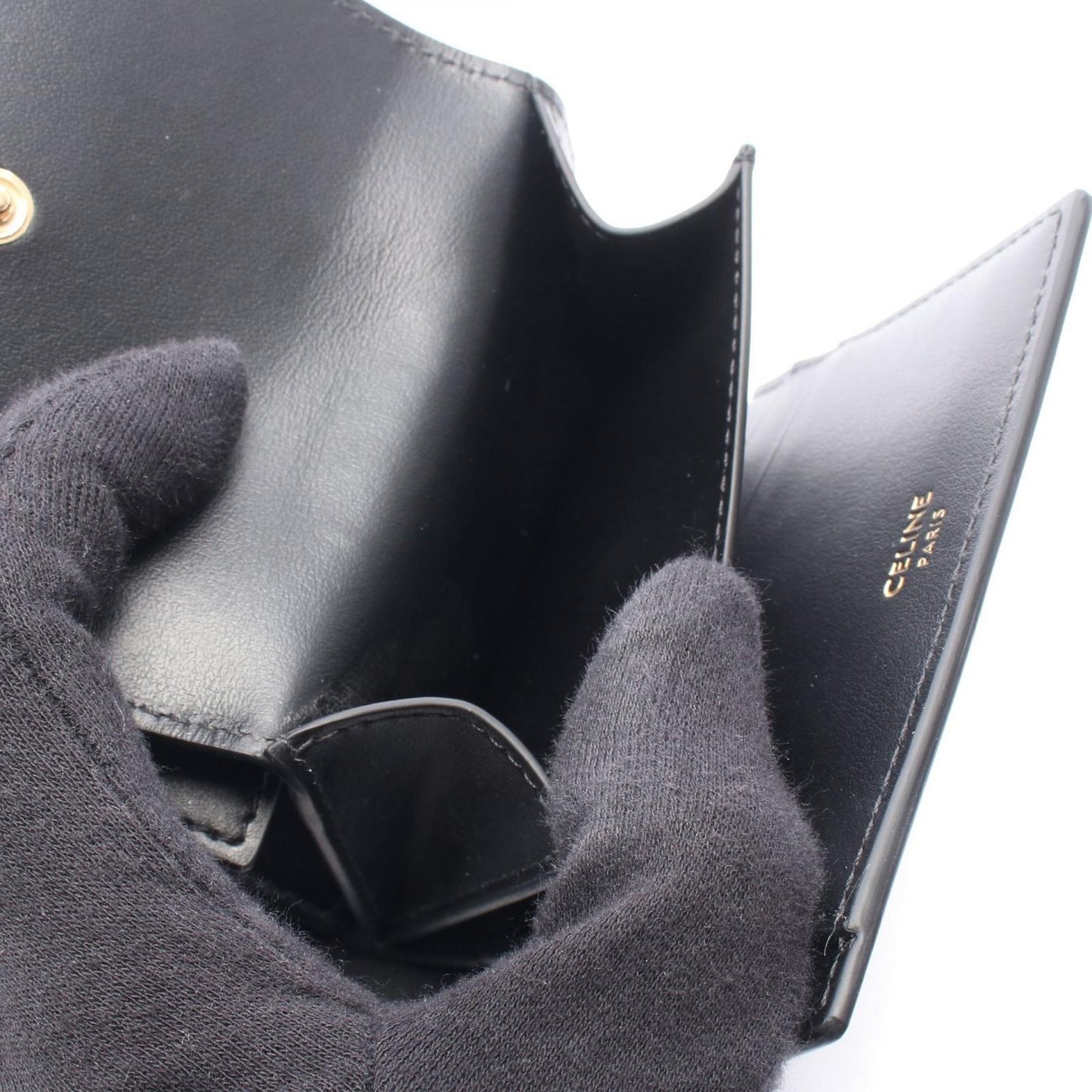 Celine Trifold Wallet Small 16 Seize Black Leather — view 5