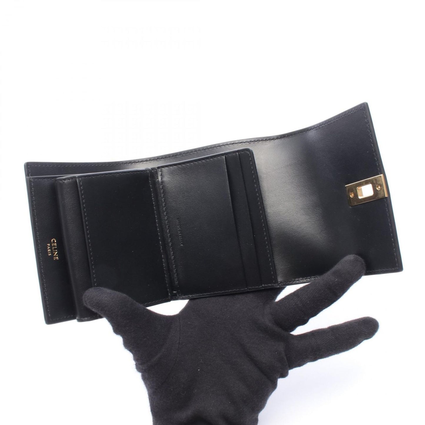 Celine Trifold Wallet Small 16 Seize Black Leather — view 4