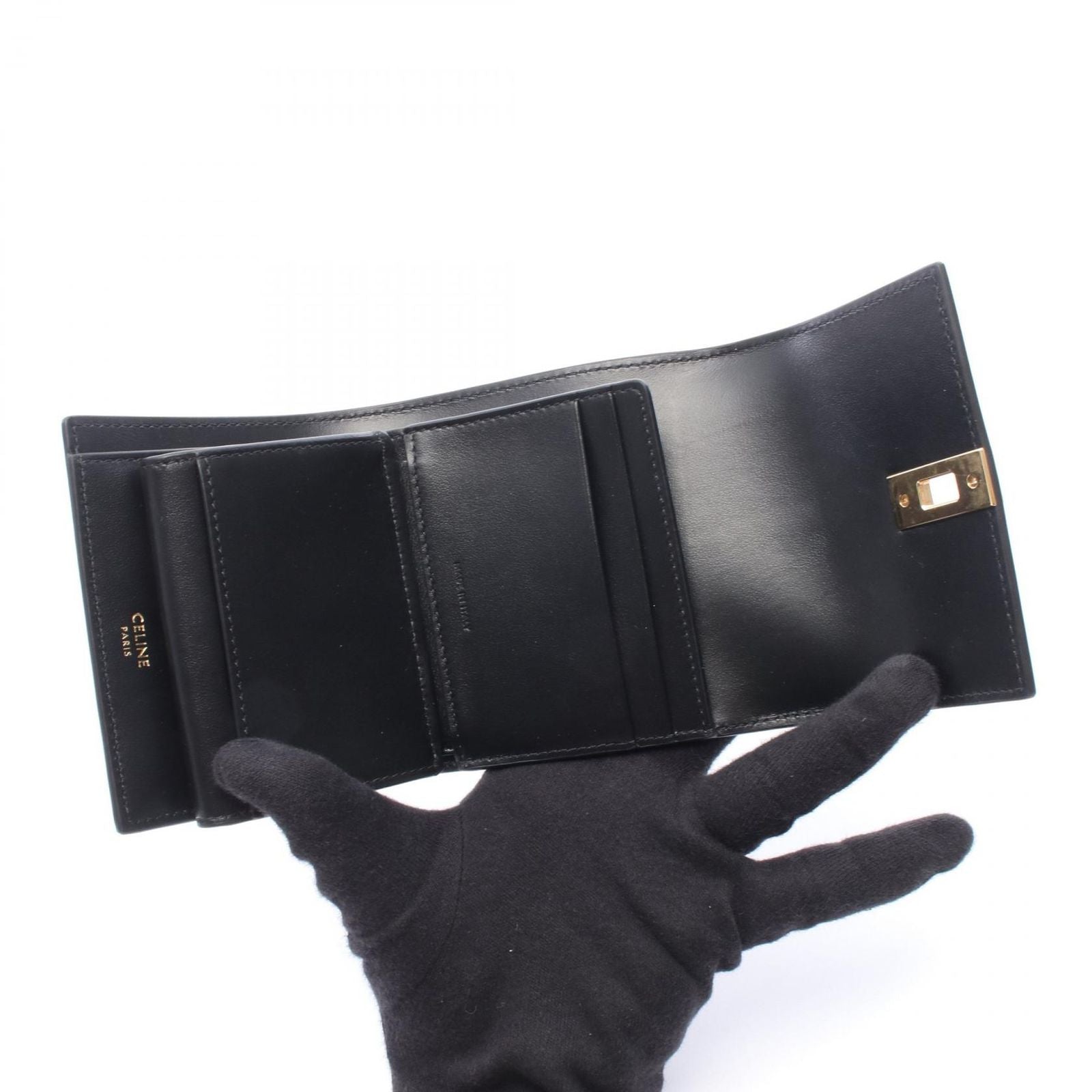 Celine Trifold Wallet Small 16 Seize Black Leather — view 4
