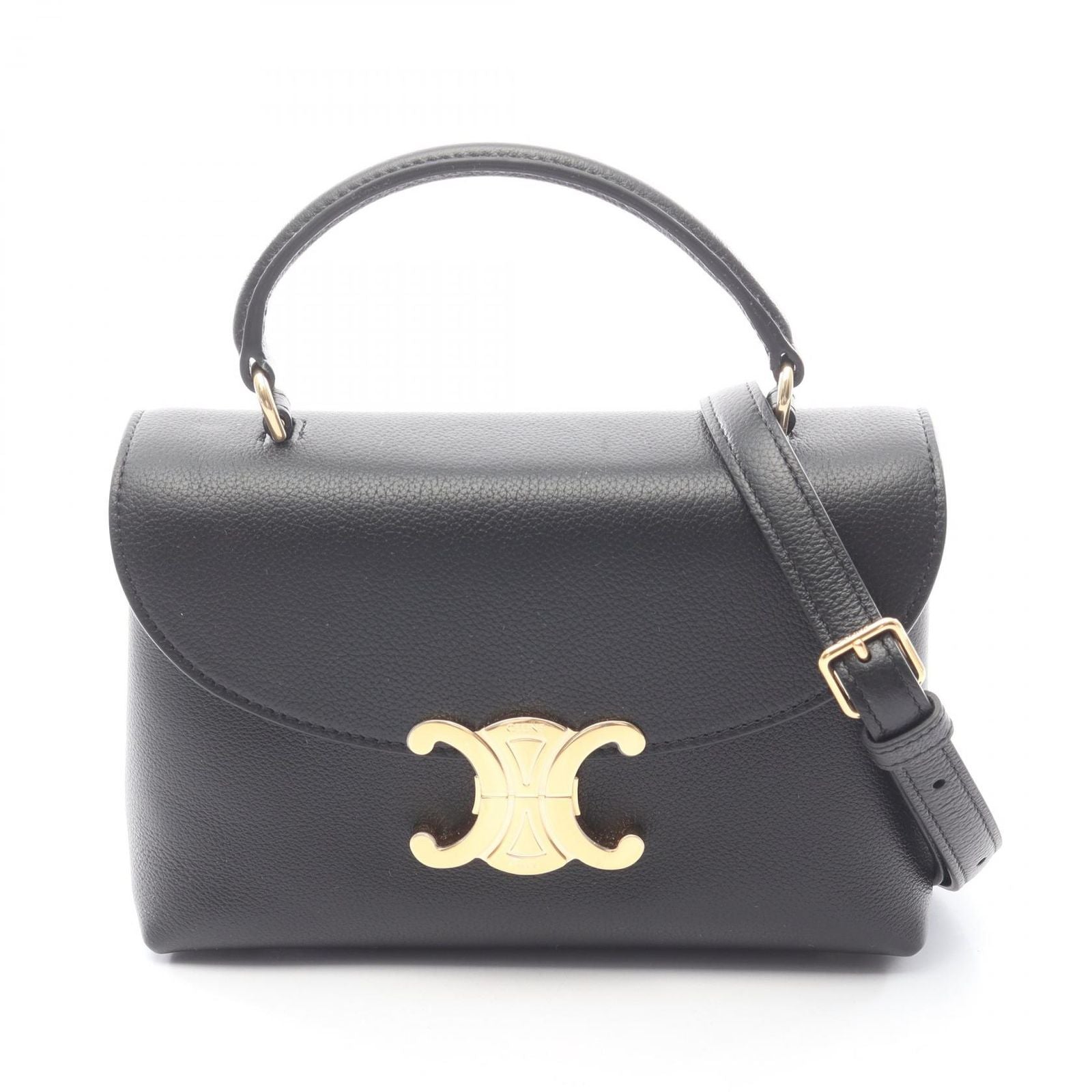 Celine Handbag Teen Nino 2-Way Black Leather Bag