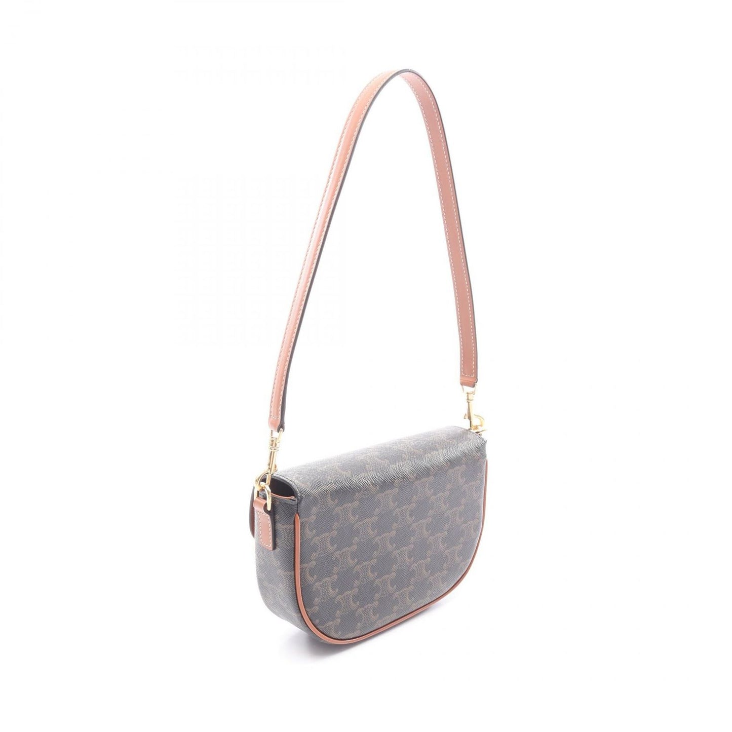 Celine Shoulder Bag Folco Triomphe 2-Way Tan Canvas Leather — view 2