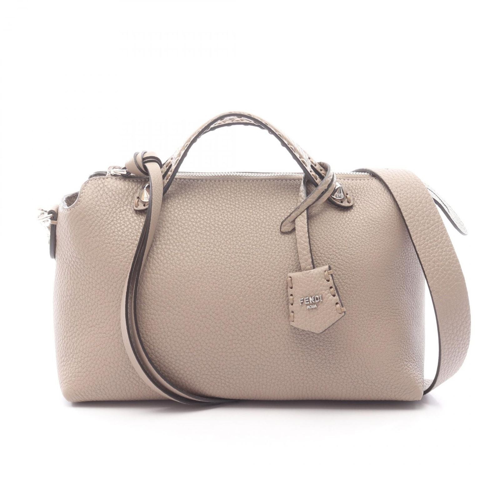 Fendi Handbag by the Way Soft Medium Selleria 2-Way Dove Gray Leather