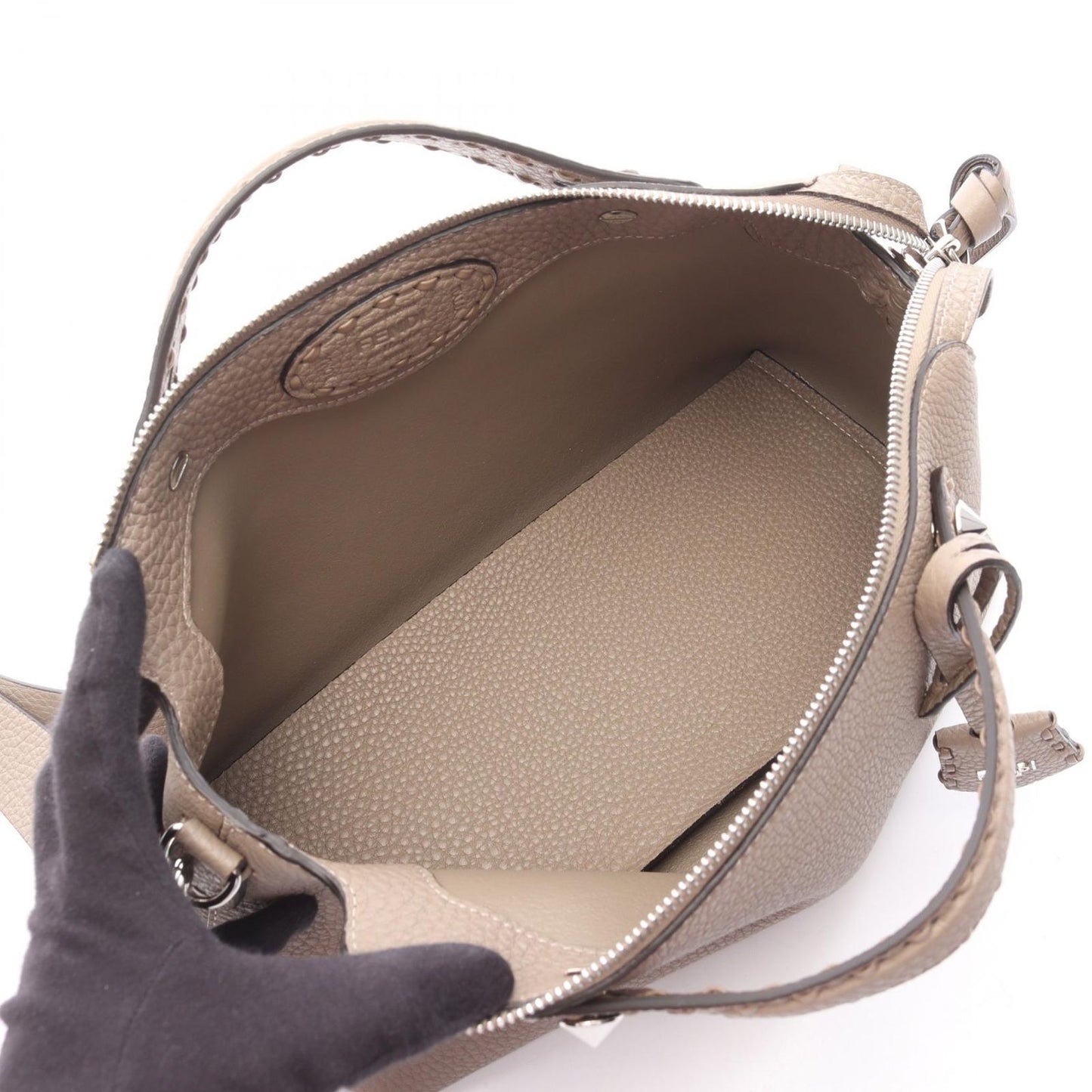 Fendi Handbag by the Way Soft Medium Selleria 2-Way Dove Gray Leather — view 3