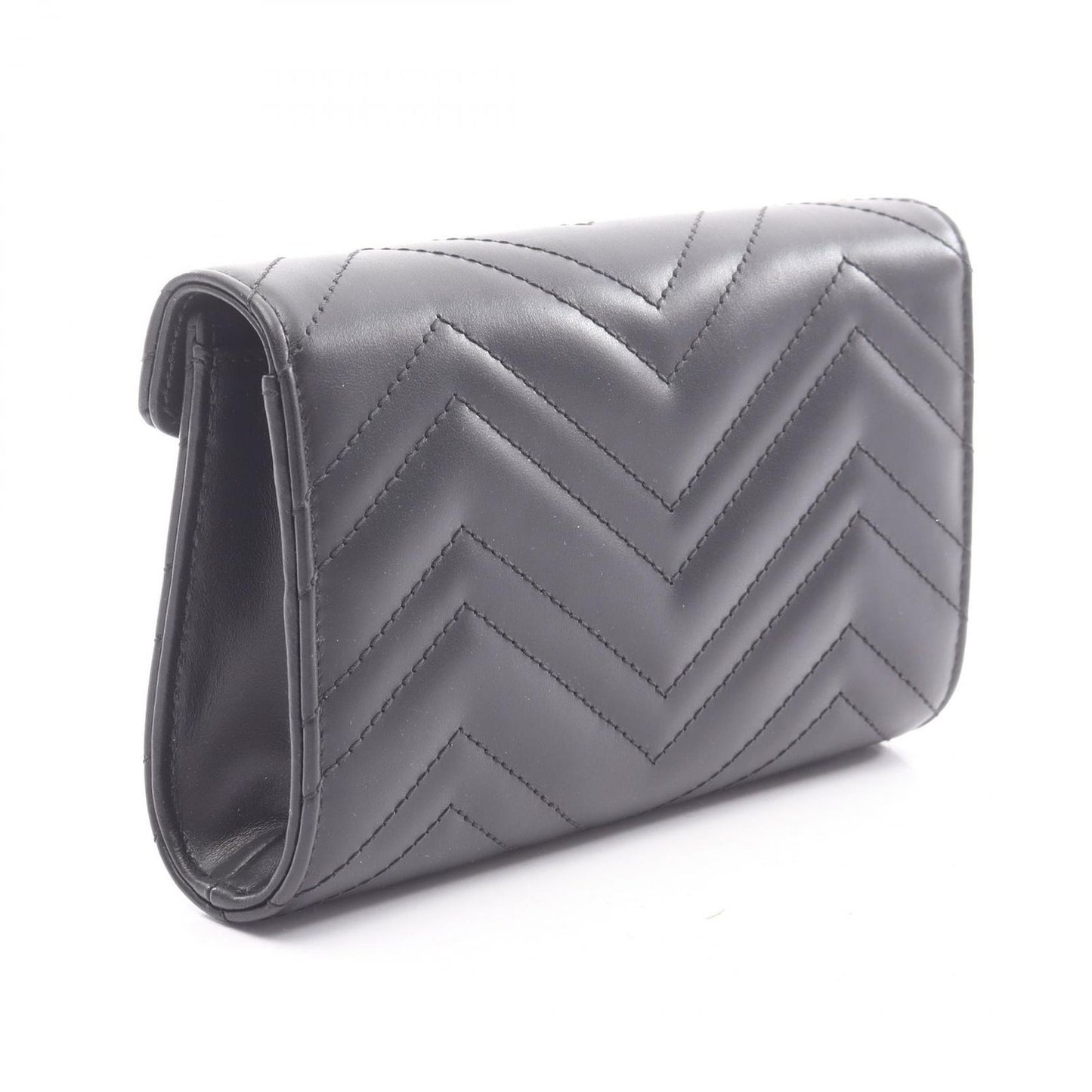 Gucci Shoulder Bag GG Marmont Black Leather Chain Wallet — view 2