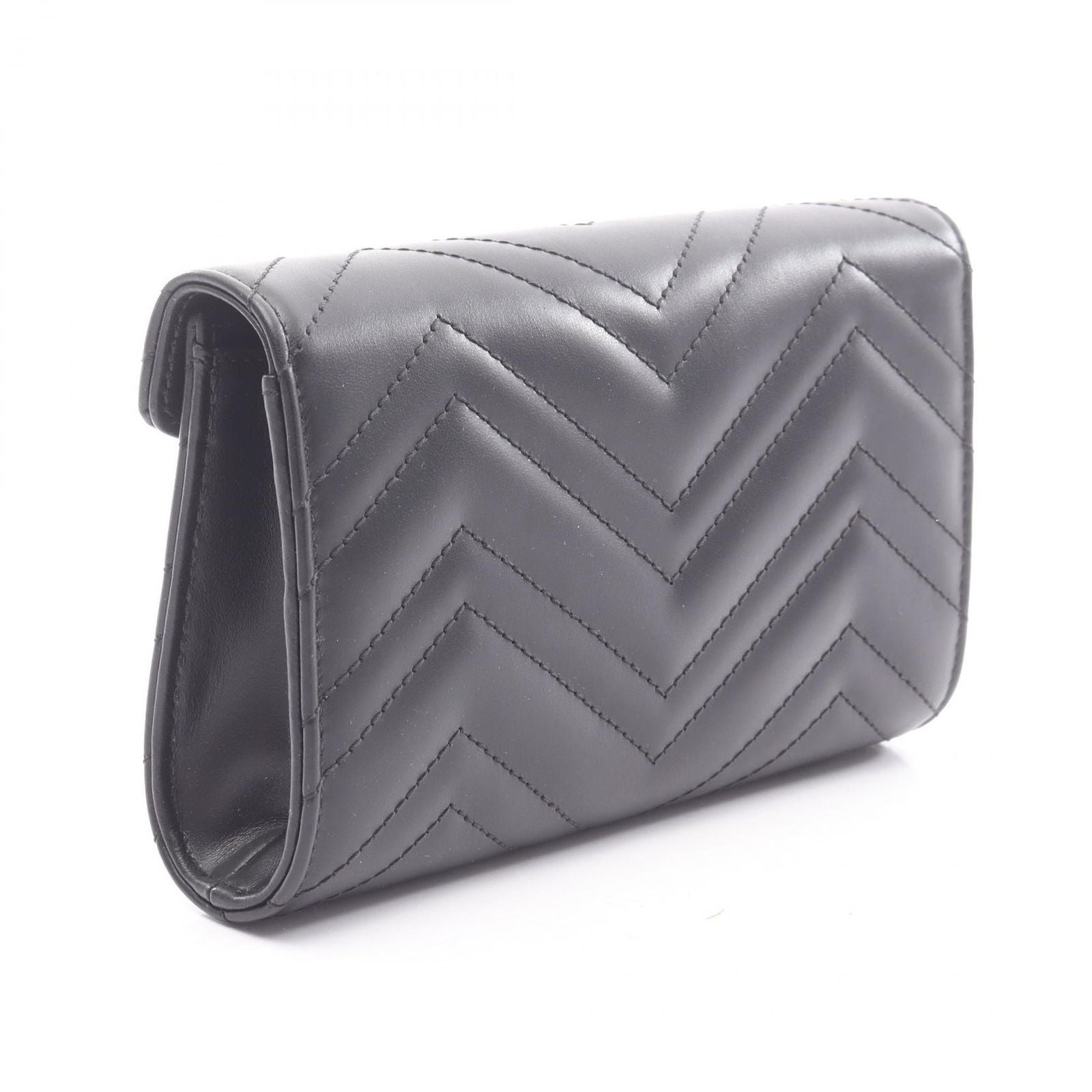 Gucci Shoulder Bag GG Marmont Black Leather Chain Wallet — view 2