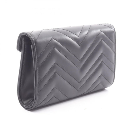 Gucci Shoulder Bag GG Marmont Black Leather Chain Wallet — view 2