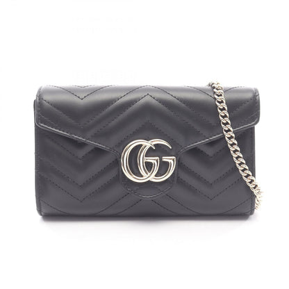 Gucci Shoulder Bag GG Marmont Black Leather Chain Wallet