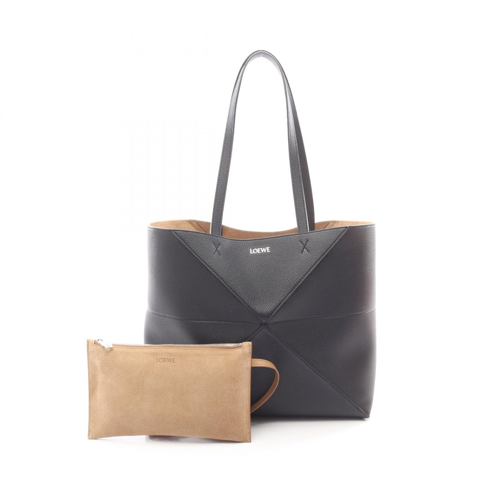 Loewe Tote Puzzle Fold Horizontal Black Leather