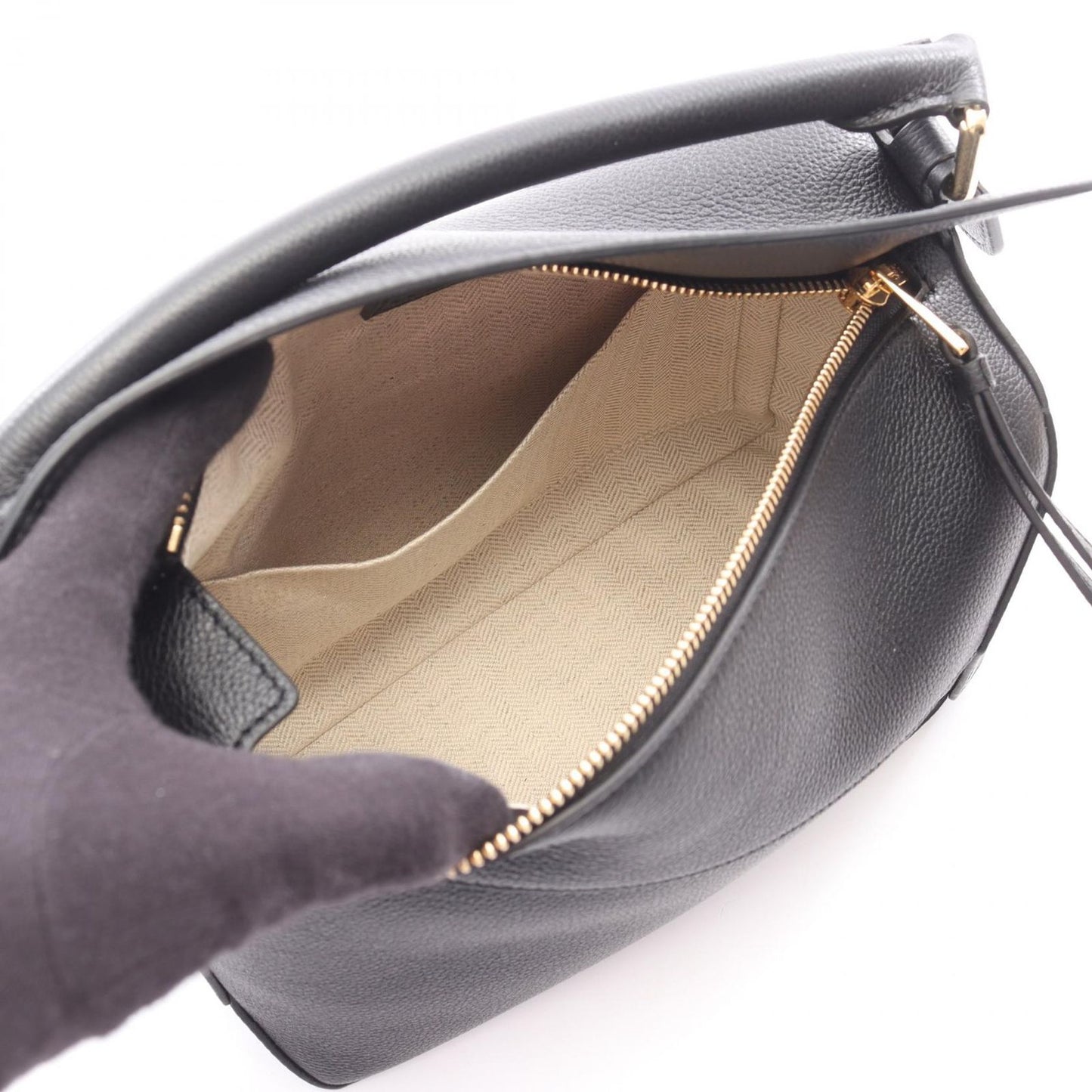 Loewe Handbag Puzzle Edge Small 2-Way Black Leather Bag — view 3