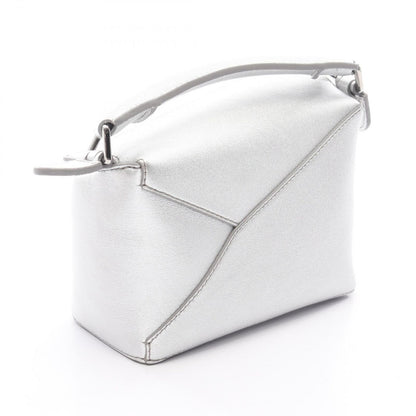 Loewe Handbag Puzzle Bag Mini 2-Way Silver Leather Edge — view 2