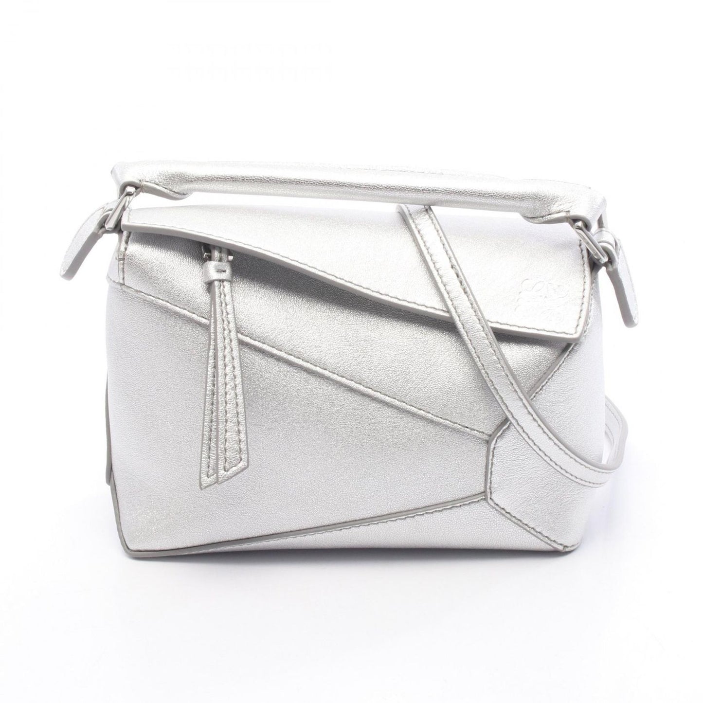 Loewe Handbag Puzzle Bag Mini 2-Way Silver Leather Edge
