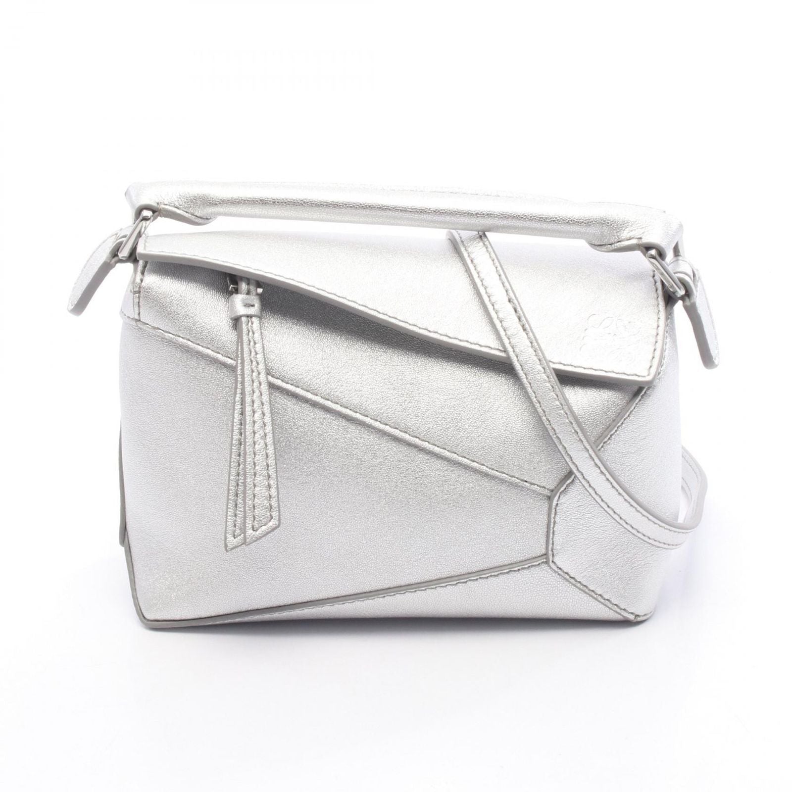 Loewe Handbag Puzzle Bag Mini 2-Way Silver Leather Edge