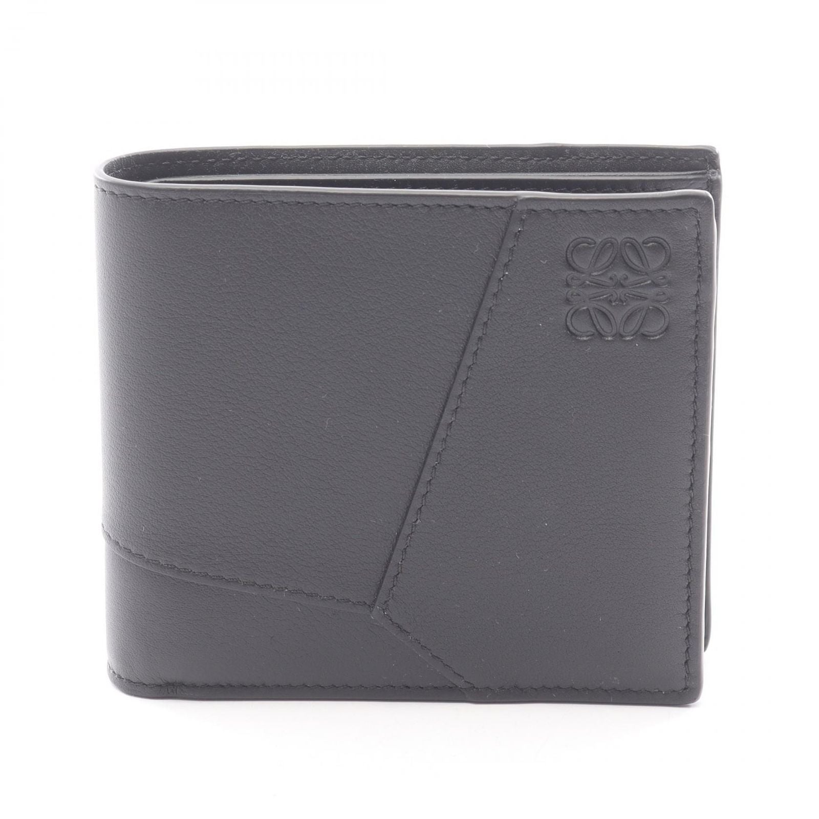 Loewe Bifold Wallet Puzzle Coin Black Leather