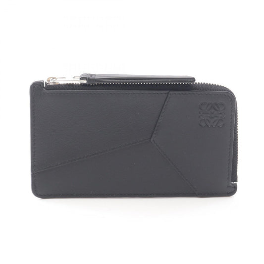 Loewe Coin Case Puzzle Long Card Holder Black Leather
