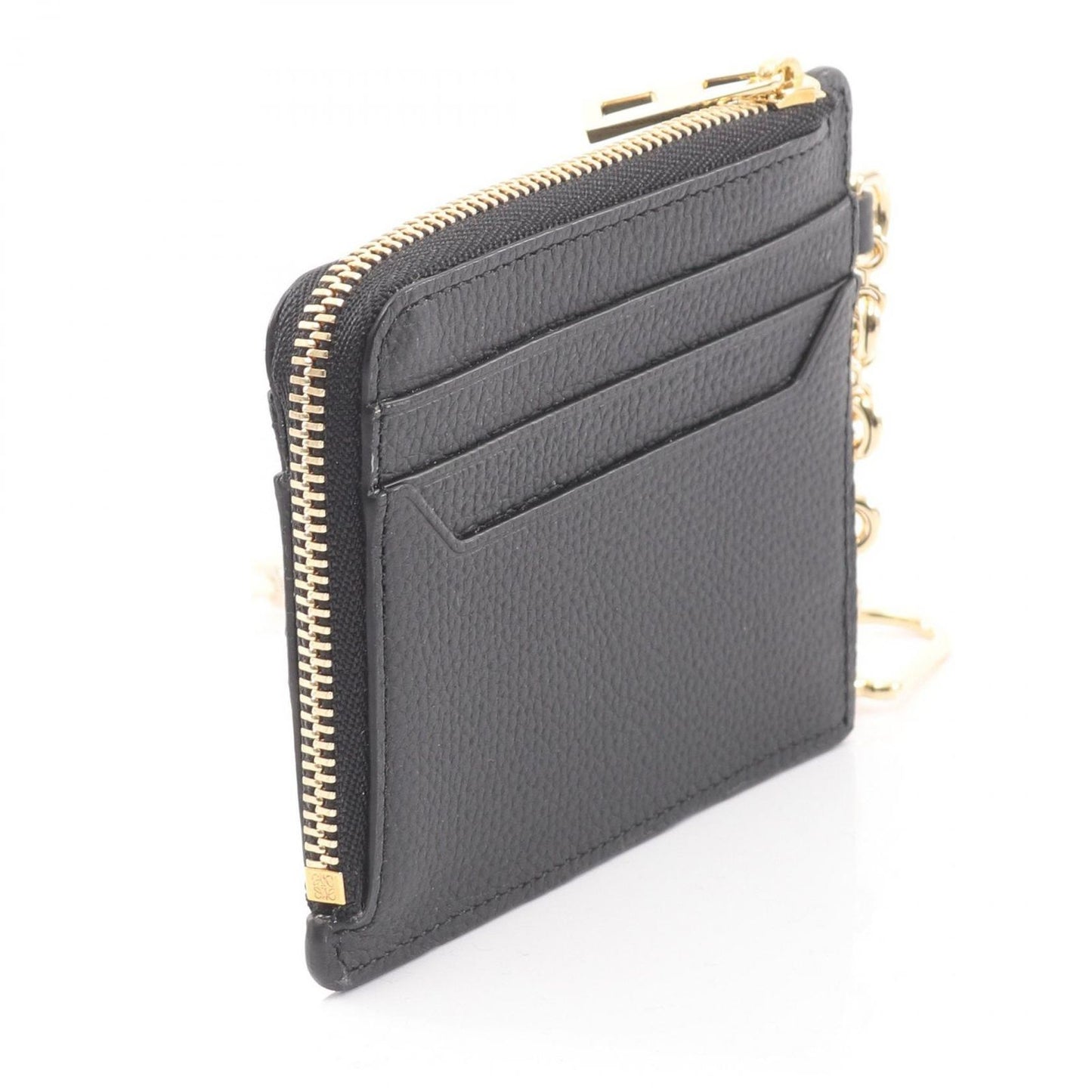 Loewe Coin Case Anagram Square Card Holder with Key Ring Black Leather — view 2