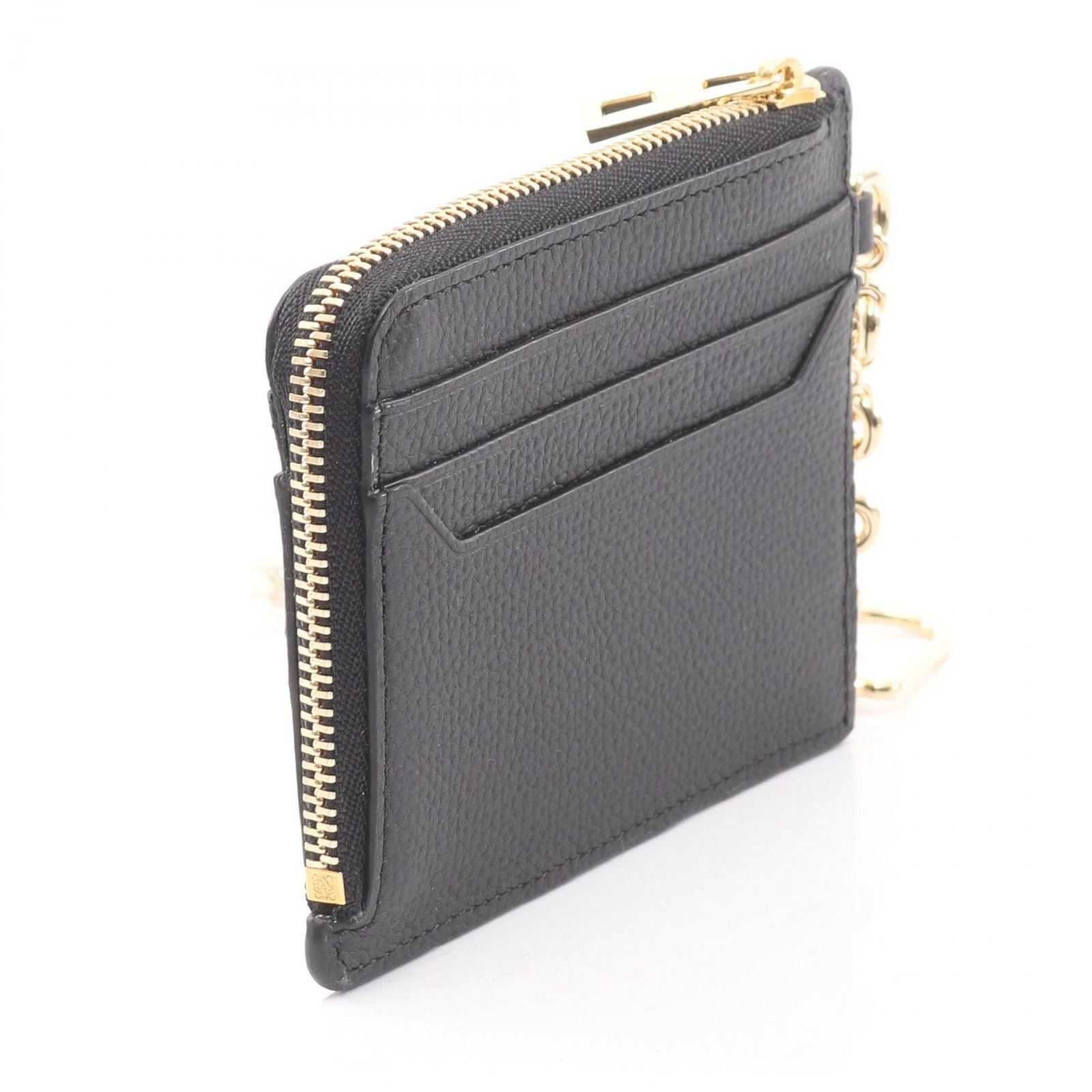 Loewe Coin Case Anagram Square Card Holder with Key Ring Black Leather — view 2