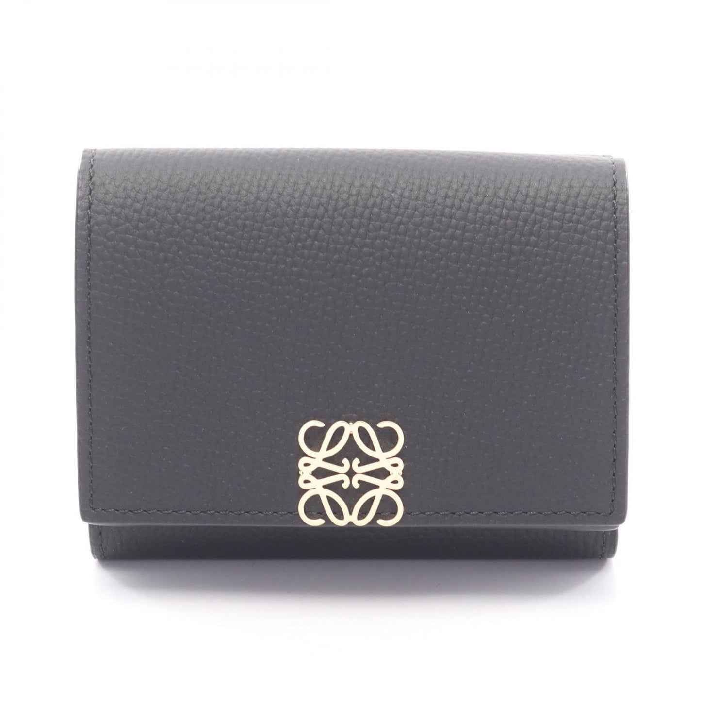 Loewe Trifold Wallet Anagram Black Gold Leather