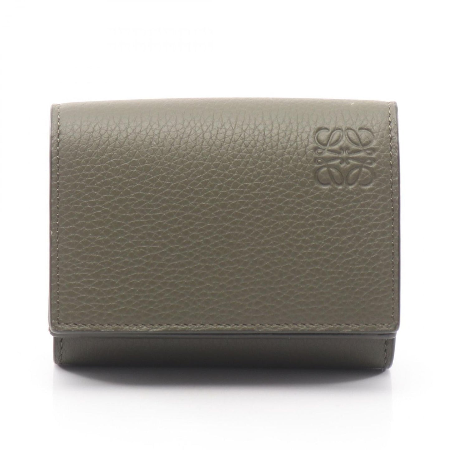 Loewe Trifold Wallet Khaki Green Leather