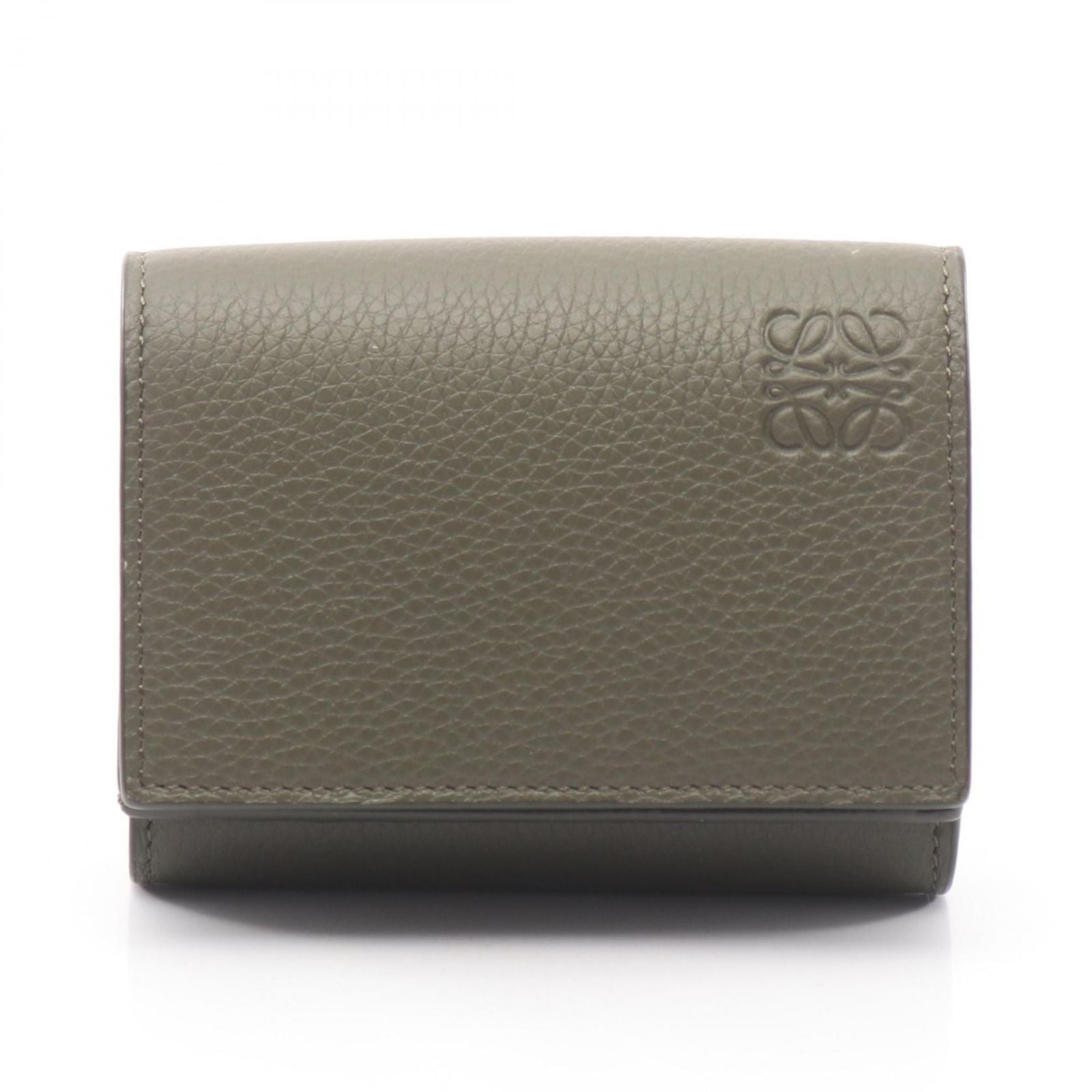 Loewe Trifold Wallet Khaki Green Leather