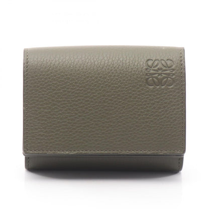 Loewe Trifold Wallet Khaki Green Leather