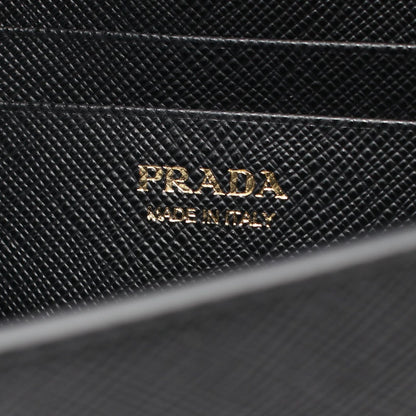 Prada Shoulder Bag Saffiano Triangle Logo Black Leather — view 4