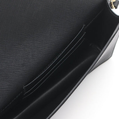 Prada Shoulder Bag Saffiano Triangle Logo Black Leather — view 3