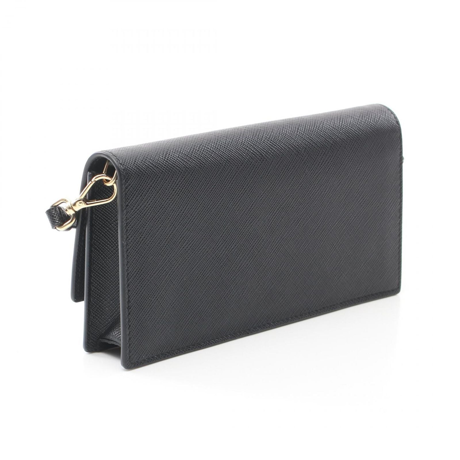 Prada Shoulder Bag Saffiano Triangle Logo Black Leather — view 2