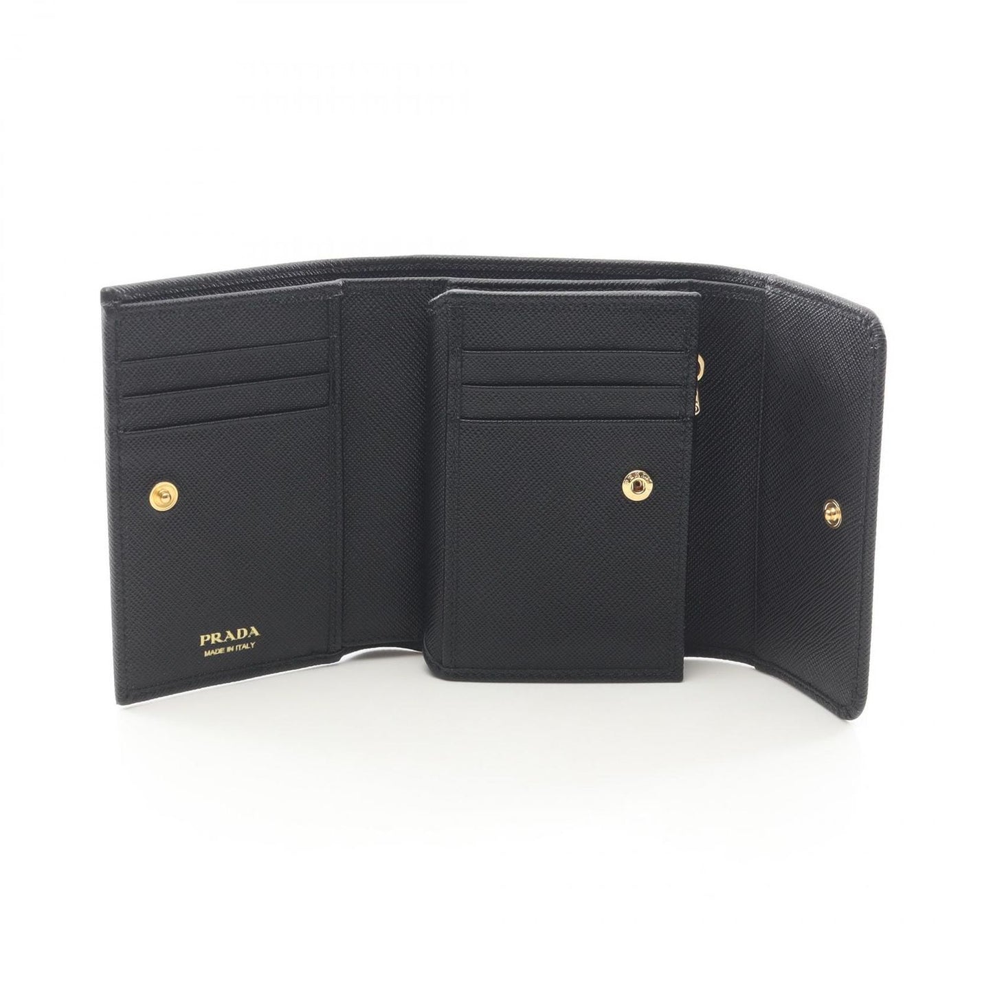 Prada Trifold Wallet Saffiano Metal Black Leather — view 3